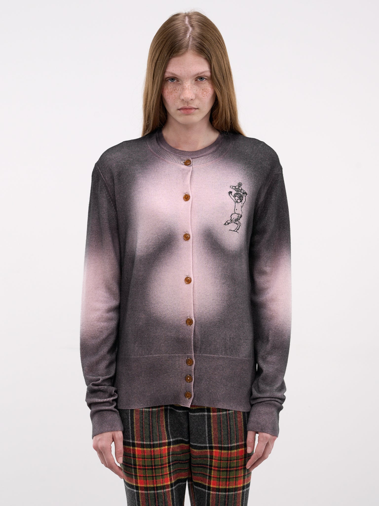 Elle Gradient Satyr Knit Cardigan (1803007H-Y004I-G401-PINK-BLACK)