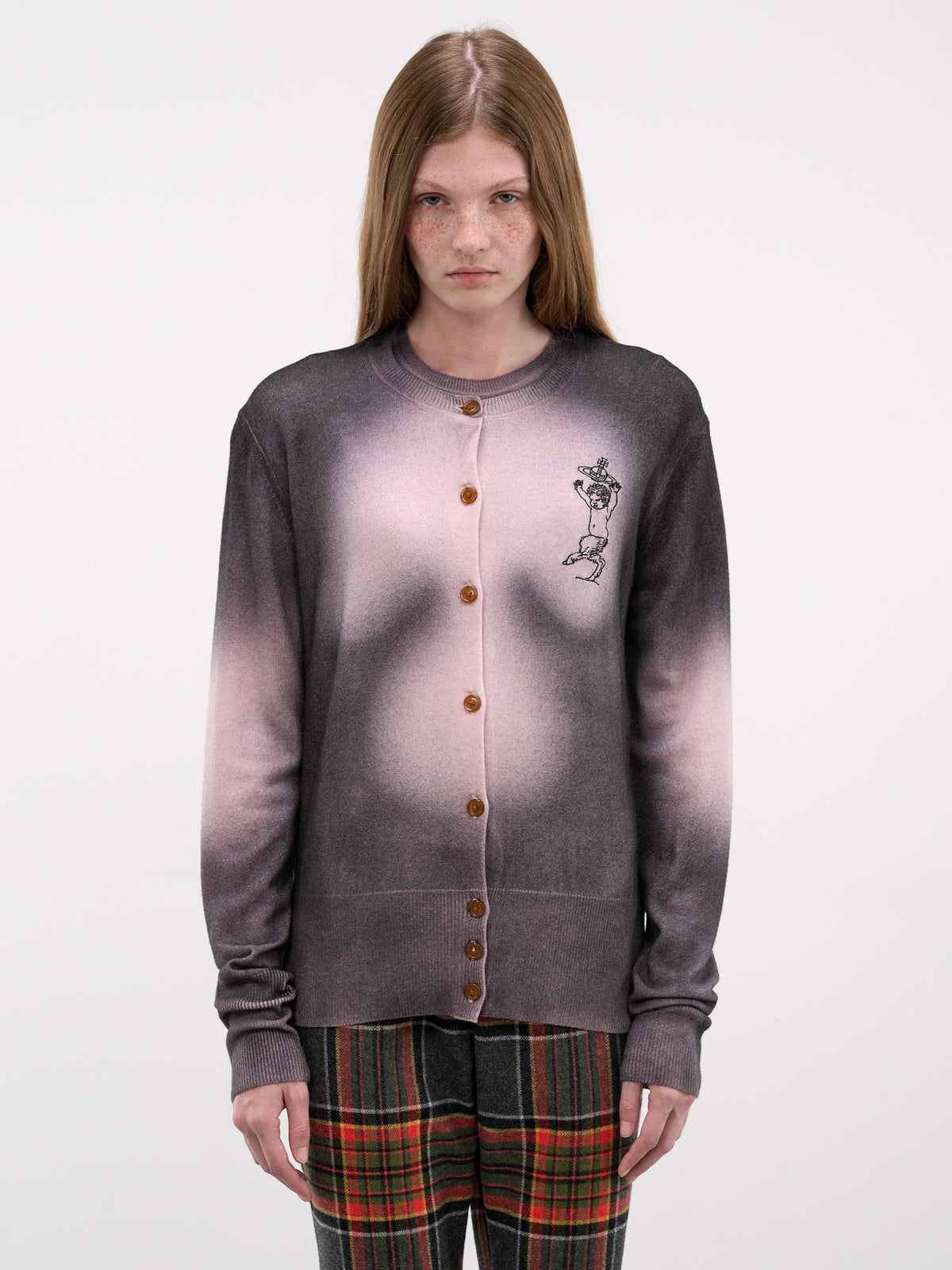 Elle Gradient Satyr Knit Cardigan (1803007H-Y004I-G401-PINK-BLACK)