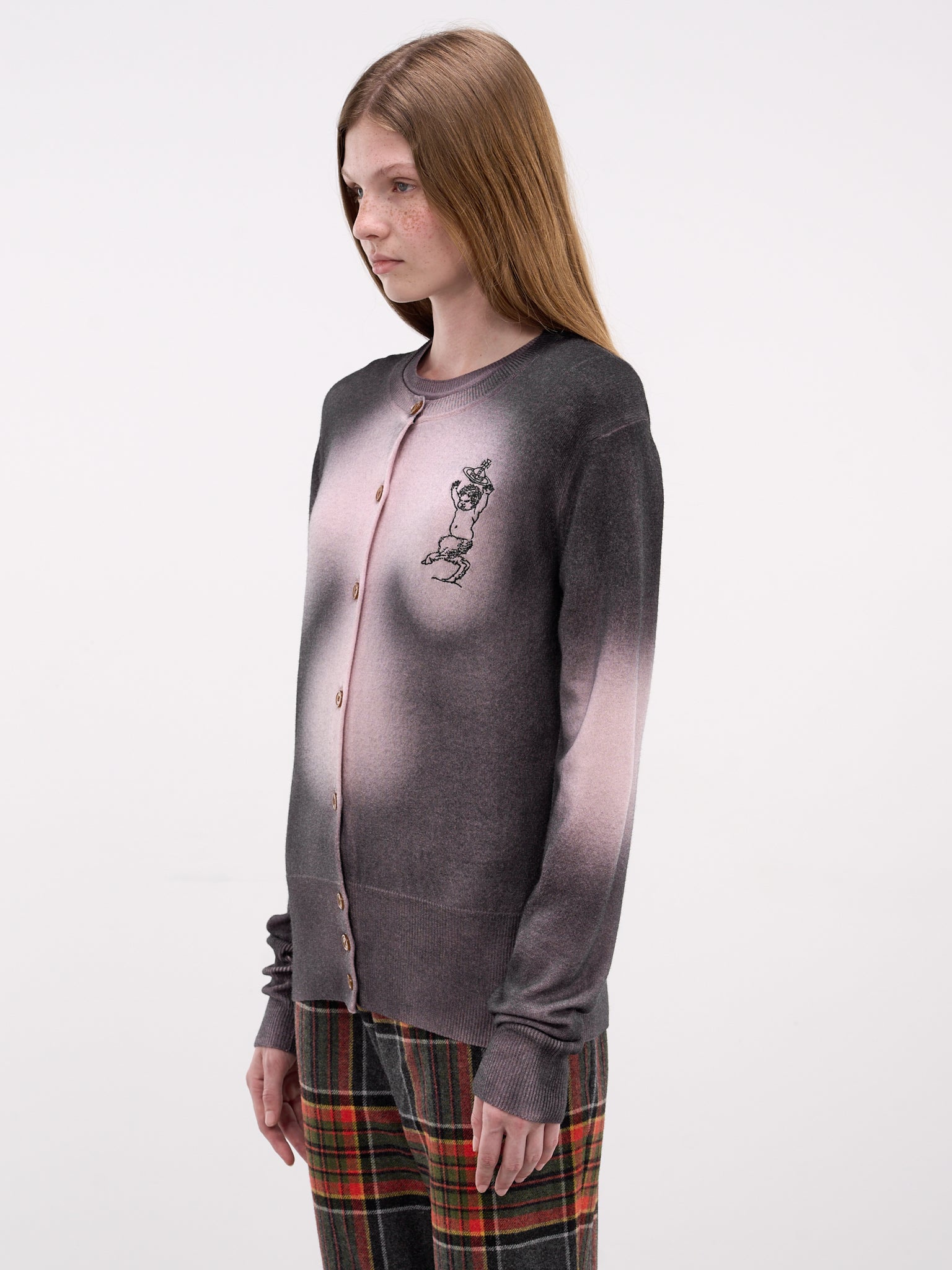 Elle Gradient Satyr Knit Cardigan (1803007H-Y004I-G401-PINK-BLACK)