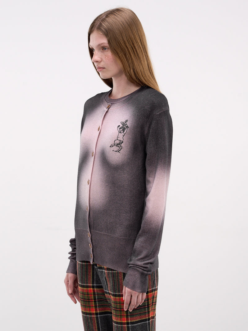 Elle Gradient Satyr Knit Cardigan (1803007H-Y004I-G401-PINK-BLACK)
