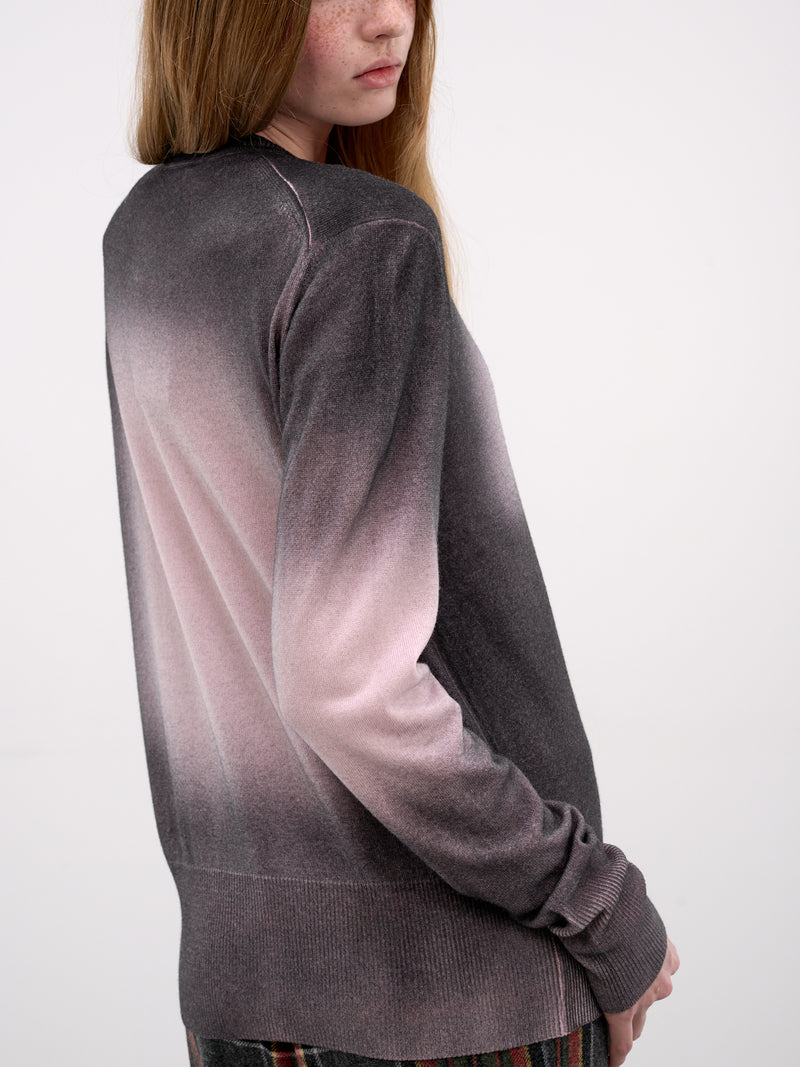 Elle Gradient Satyr Knit Cardigan (1803007H-Y004I-G401-PINK-BLACK)