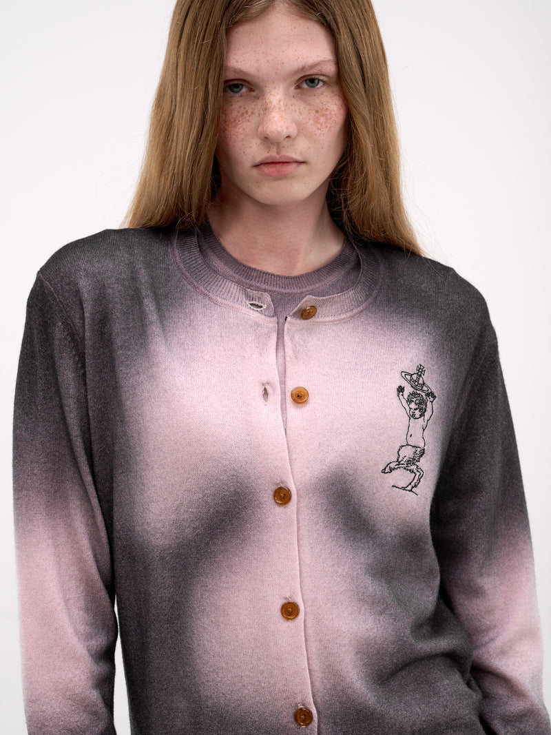 Elle Gradient Satyr Knit Cardigan (1803007H-Y004I-G401-PINK-BLACK)