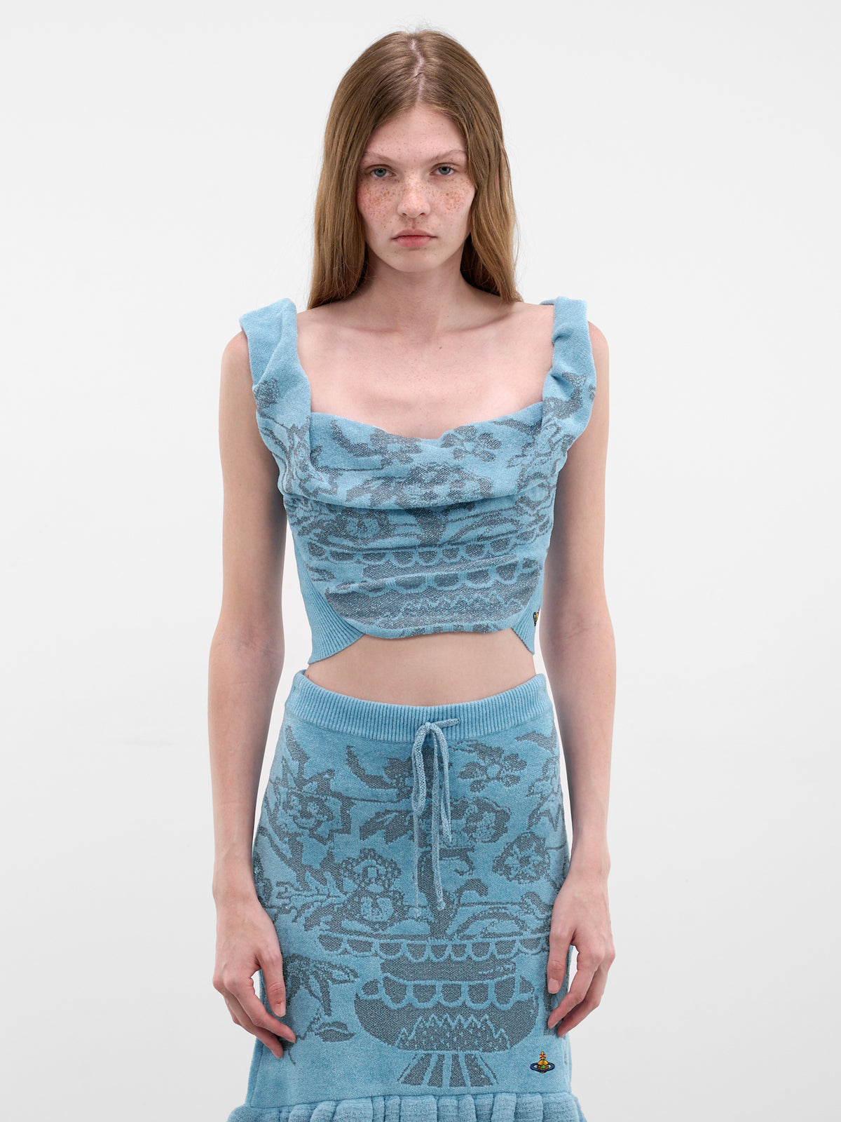 Julia Blue Floral Jacquard Bodice (1803007T-C008Y-O101-AQUA)