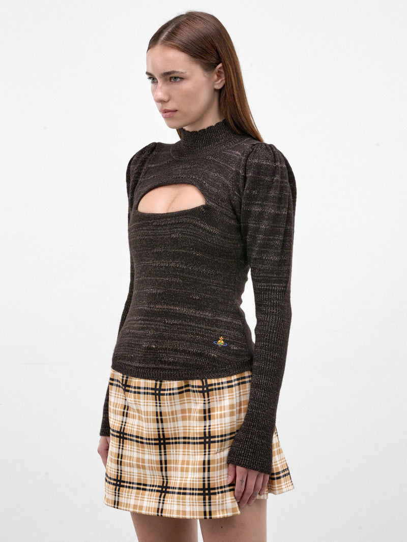 Chocolate Knit Cut-Out Sweater (18030089-C00A2-CHOCOLATE)