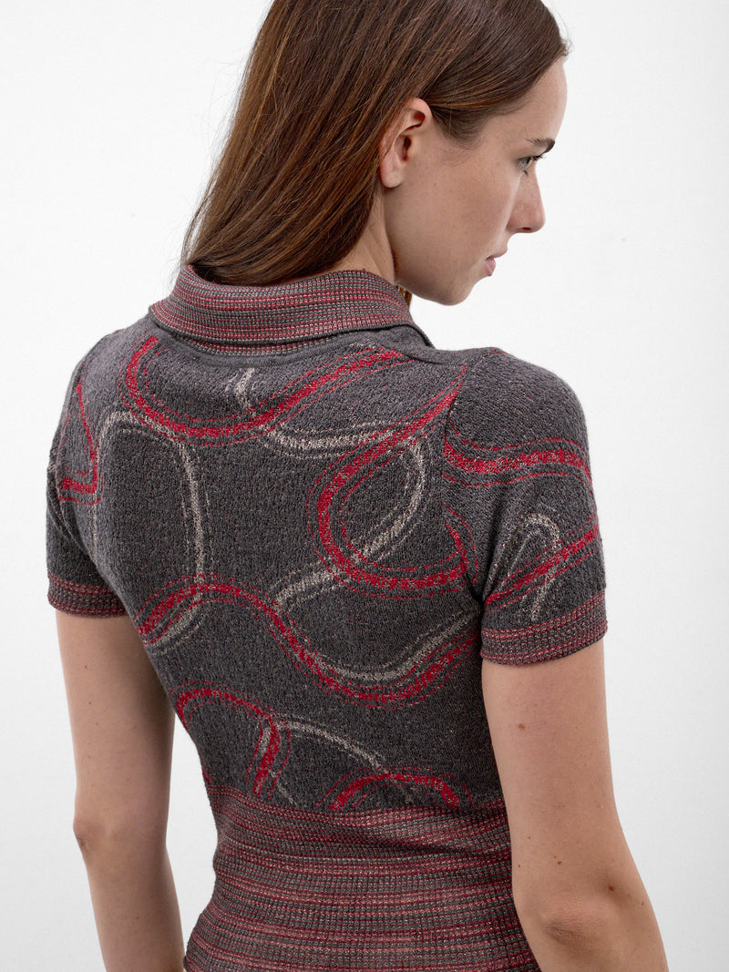 Trompe L'oeil Knit Polo Shirt (1803008M-C00AE-GREY-STONE-RED)