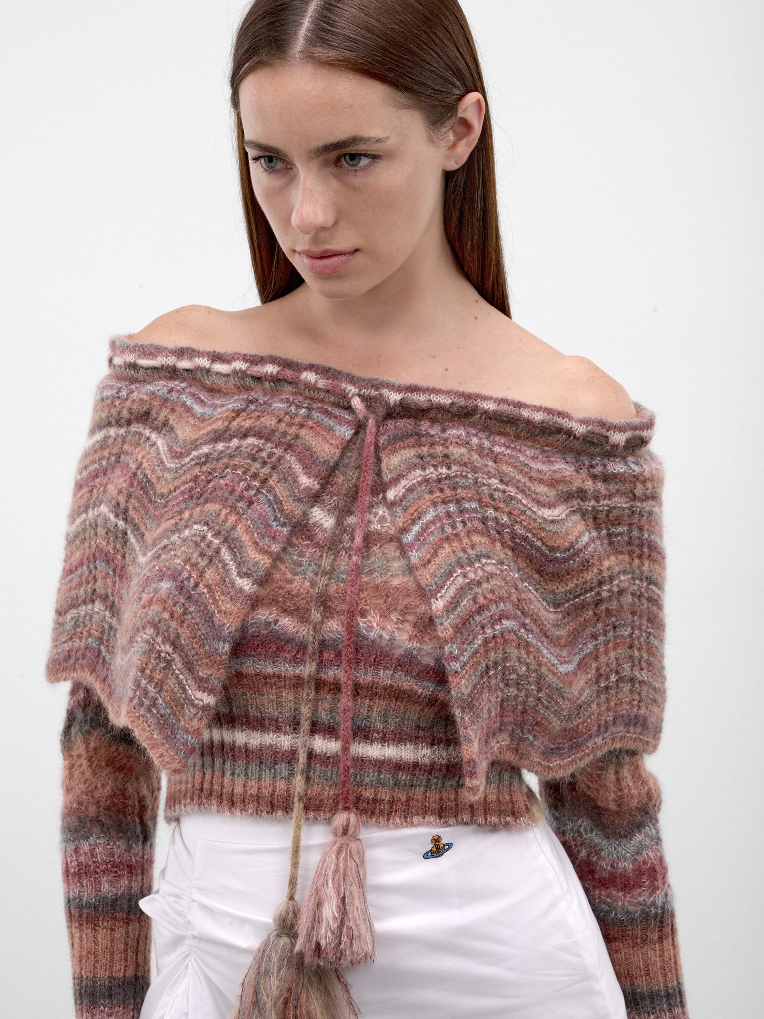 Off-Should Cape Cropped Knit Sweater (1803008R-Y005C-MULTI)