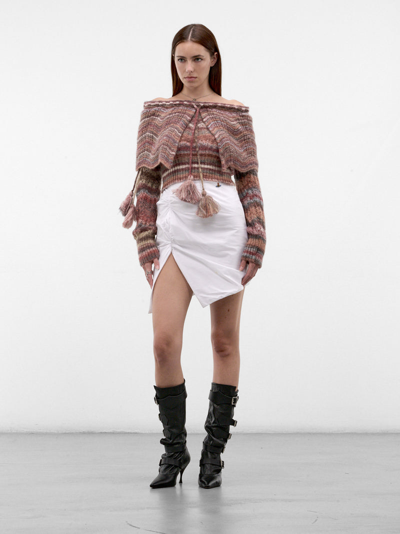 Off-Should Cape Cropped Knit Sweater (1803008R-Y005C-MULTI)