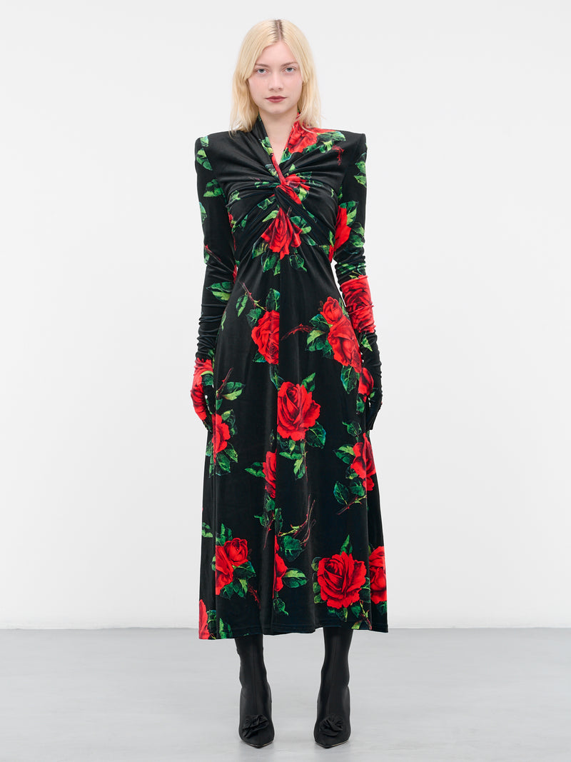 Richard quinn floral print off the shoulder best sale dress