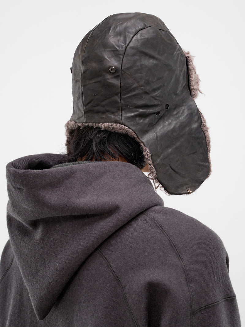 Horse Leather Cashmere Ushanka Hat (1903-GREY-BROWN)