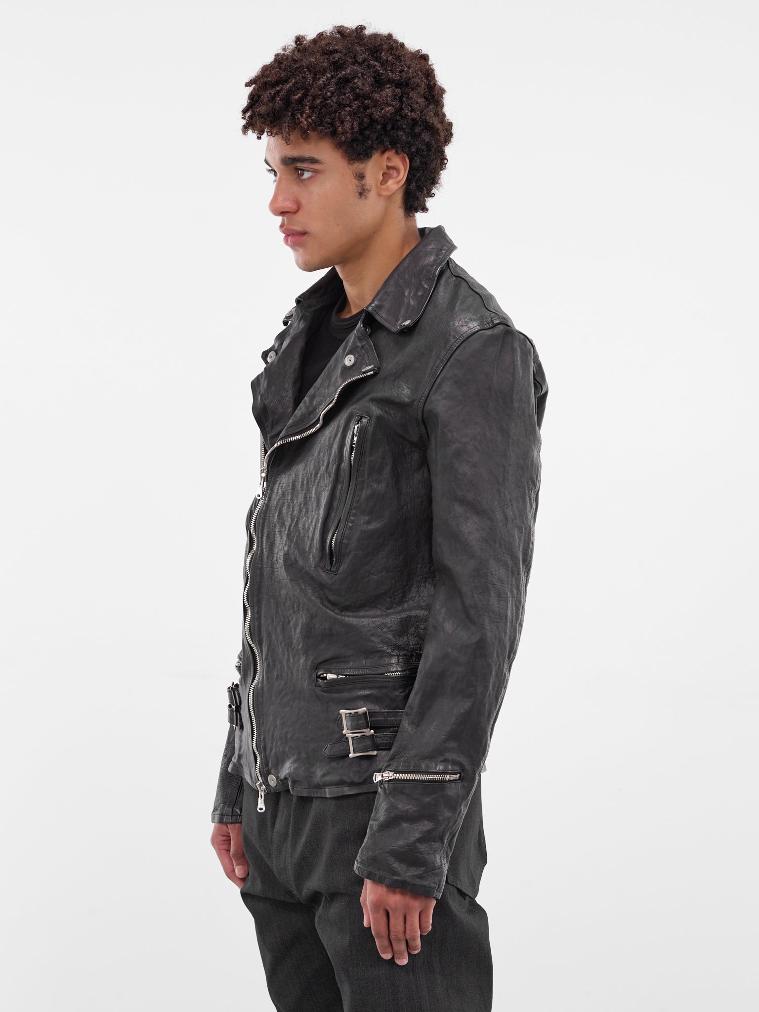 Blue Calf Leather Biker Jacket (1927-01-BLUE-BLACK)