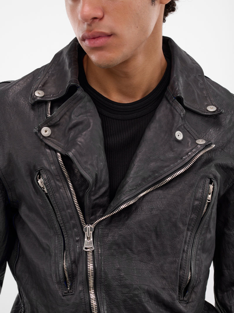 Blue Calf Leather Biker Jacket (1927-01-BLUE-BLACK)