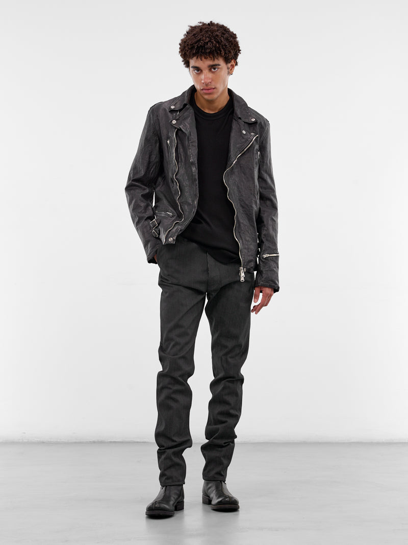 Blue Calf Leather Biker Jacket (1927-01-BLUE-BLACK)