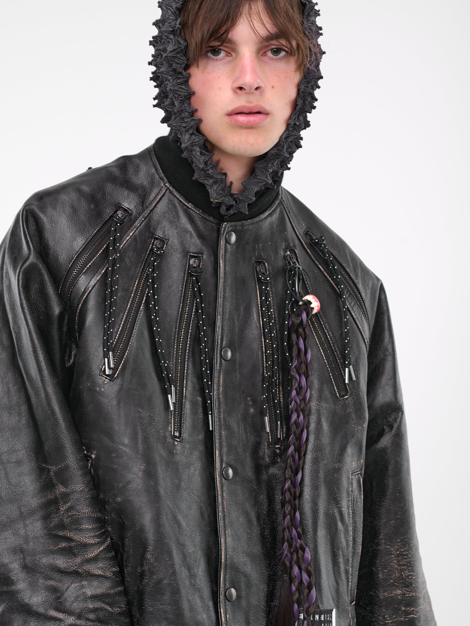 Multi-Zip Leather Jacket (1927-BLACK)