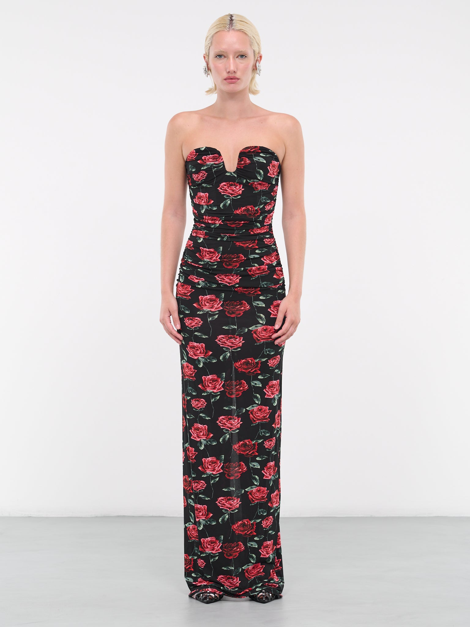 Bustier Maxi Dress (194723-BLACK-PRINT)