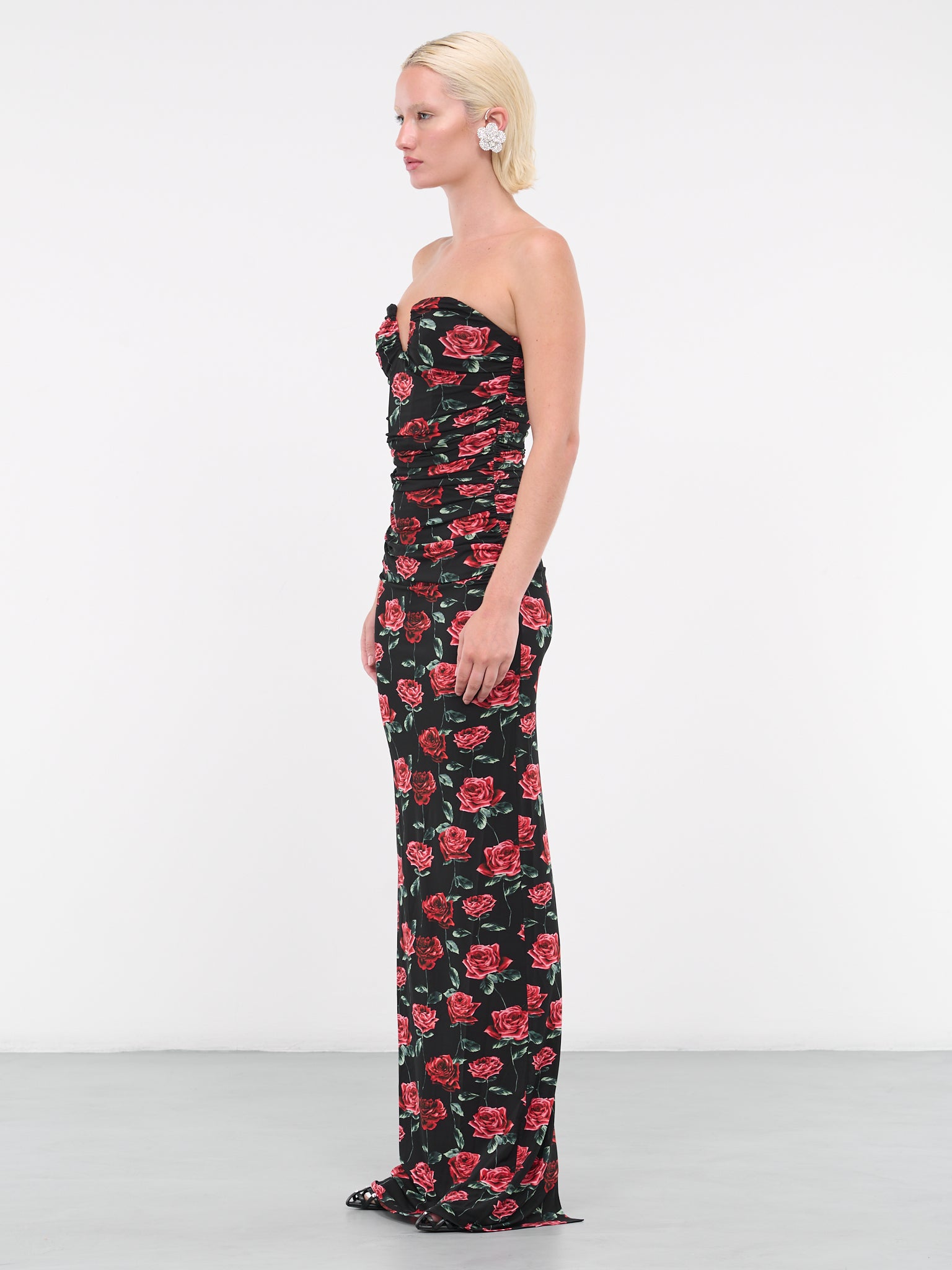 Bustier Maxi Dress (194723-BLACK-PRINT)