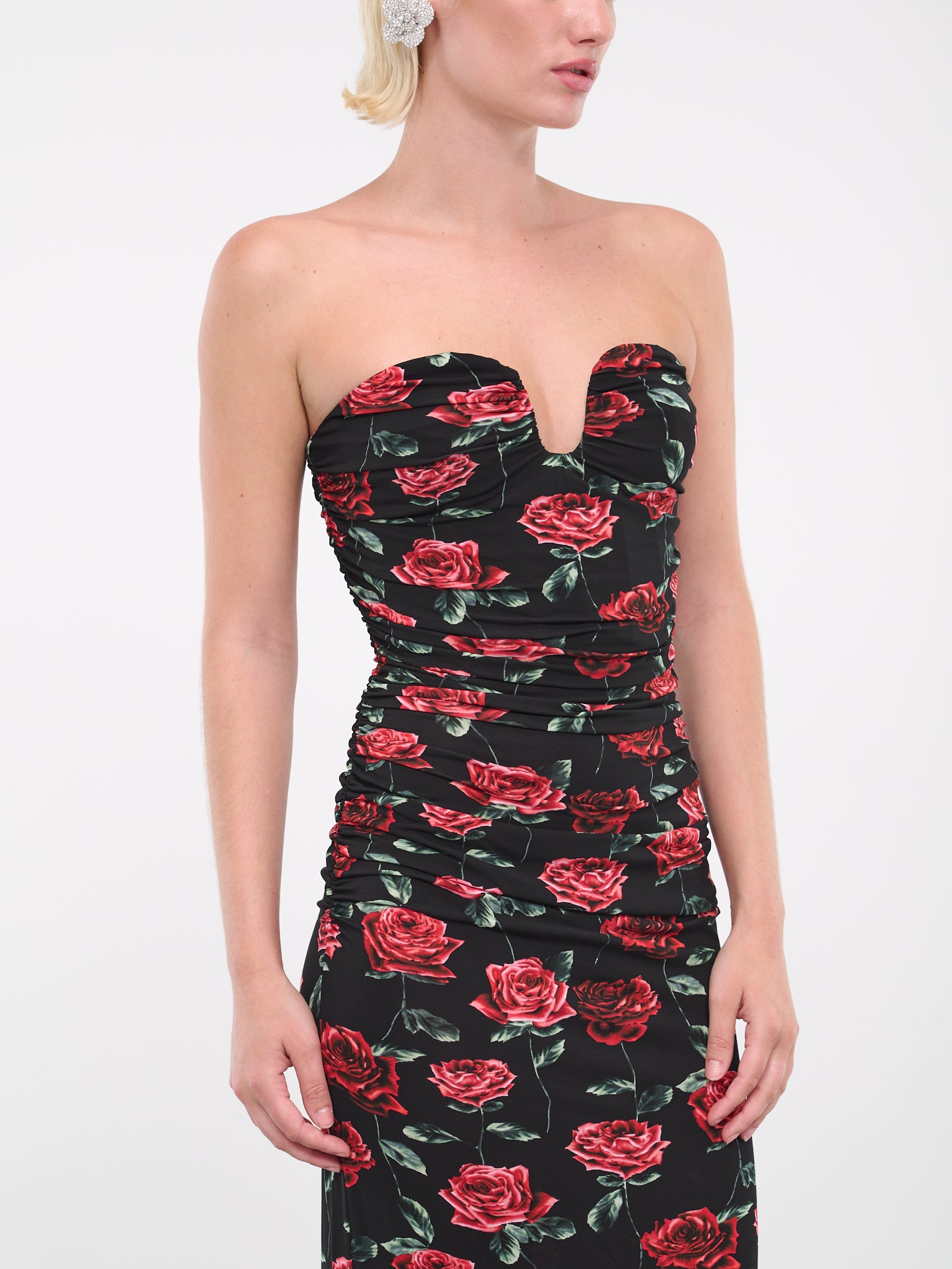 Bustier Maxi Dress (194723-BLACK-PRINT)