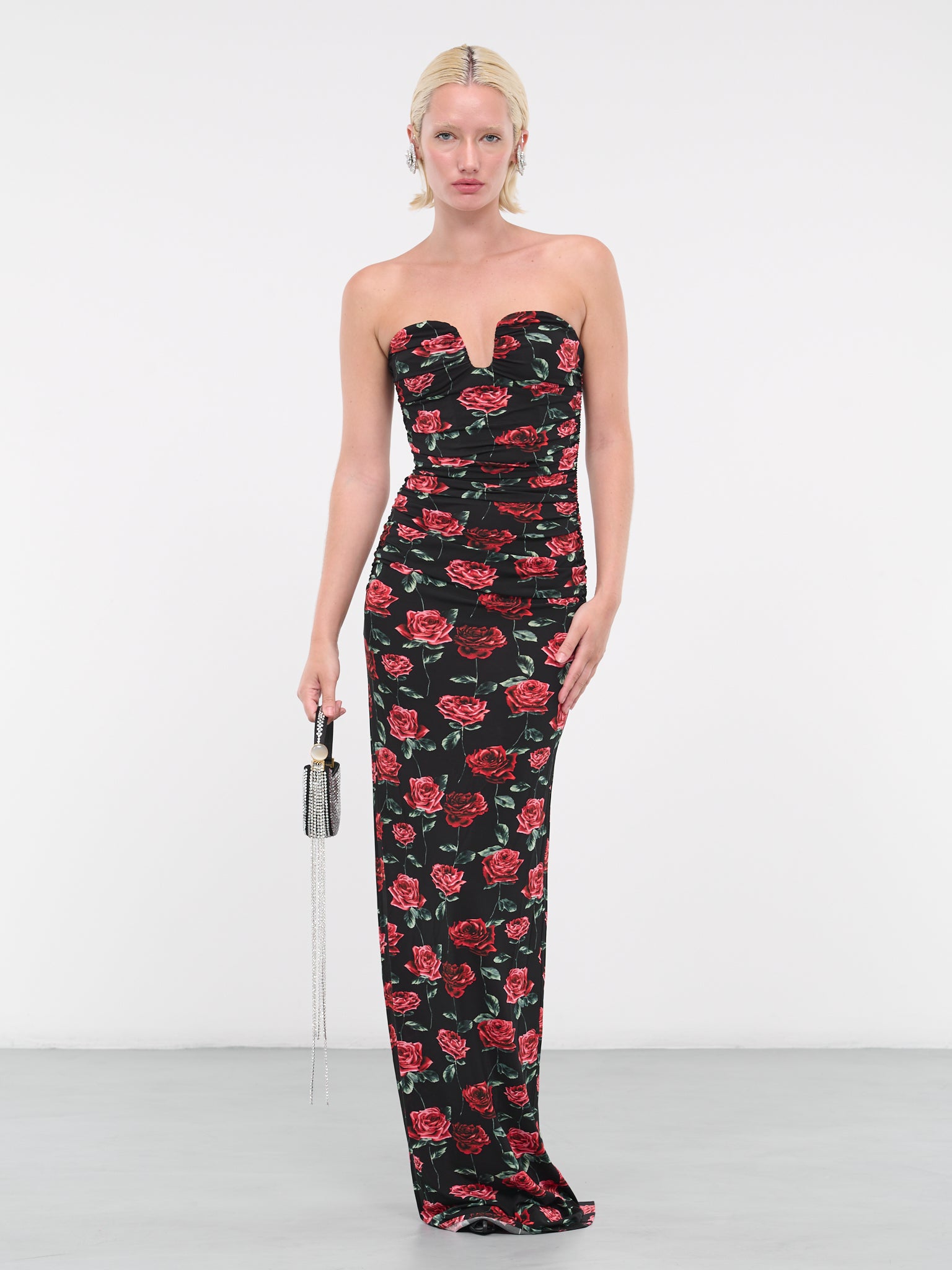 Bustier Maxi Dress (194723-BLACK-PRINT)