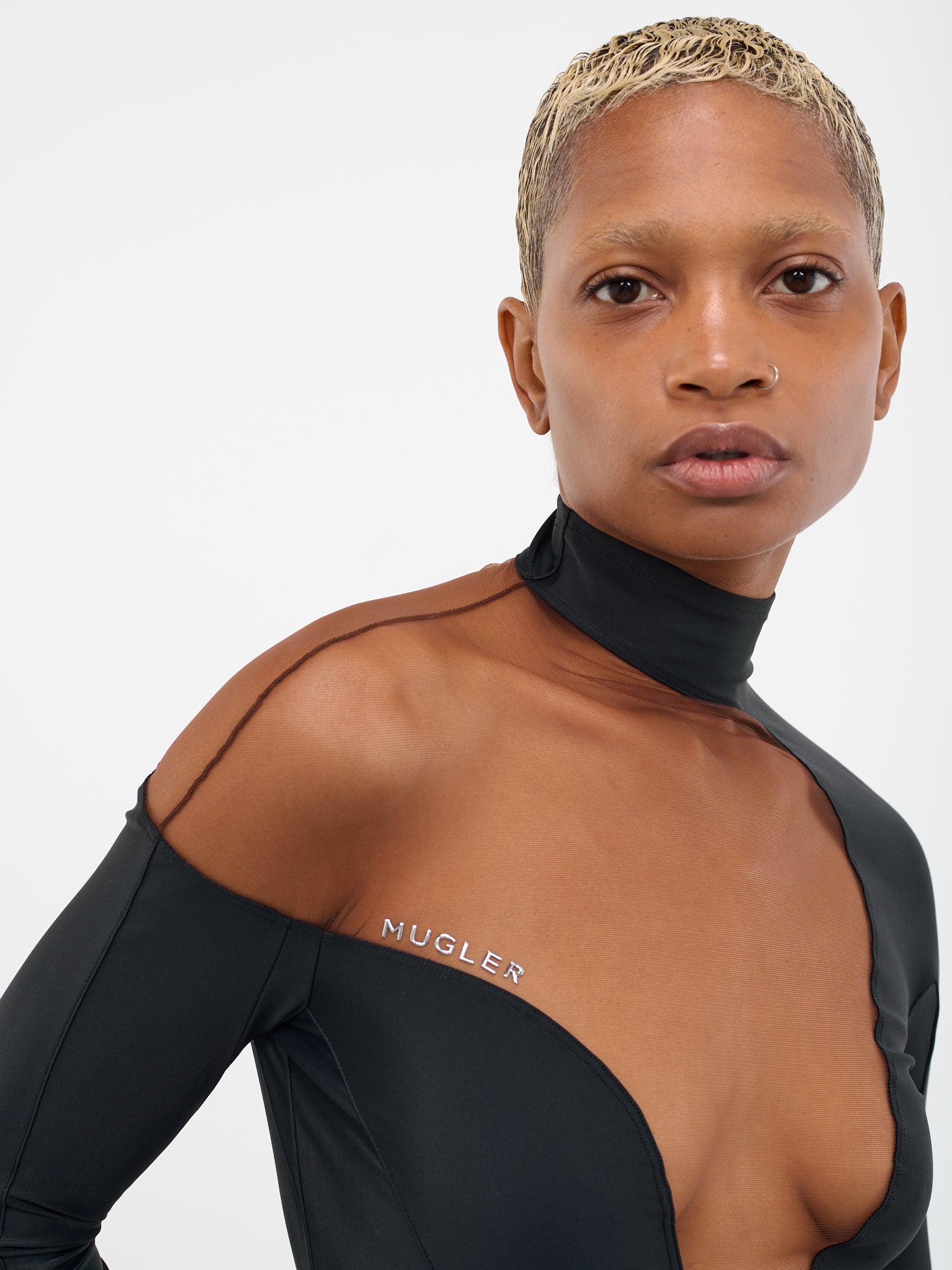 Asymmetric Illusion Bodysuit 1B00191842 19992 BLACK NUDE 2