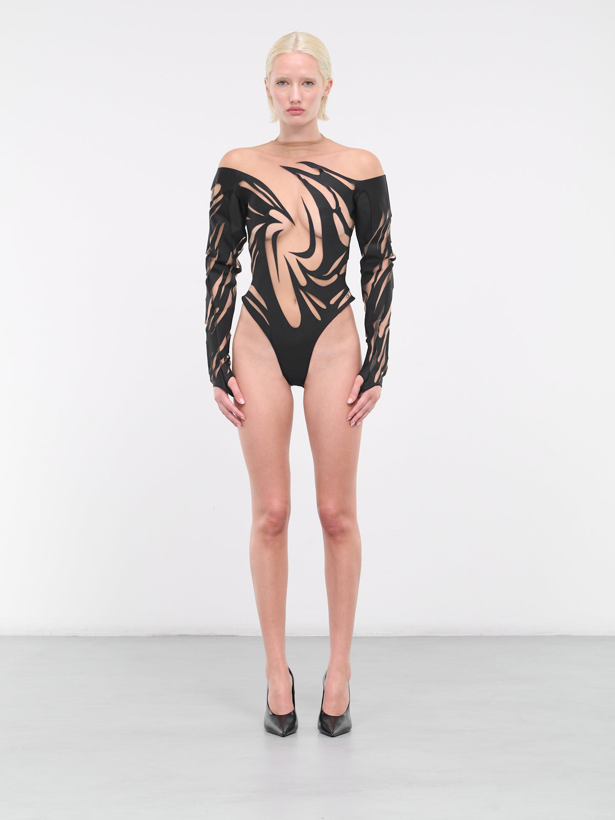 Spiky Bodysuit (1B00207691-B99NI-BLACK-NUDE)