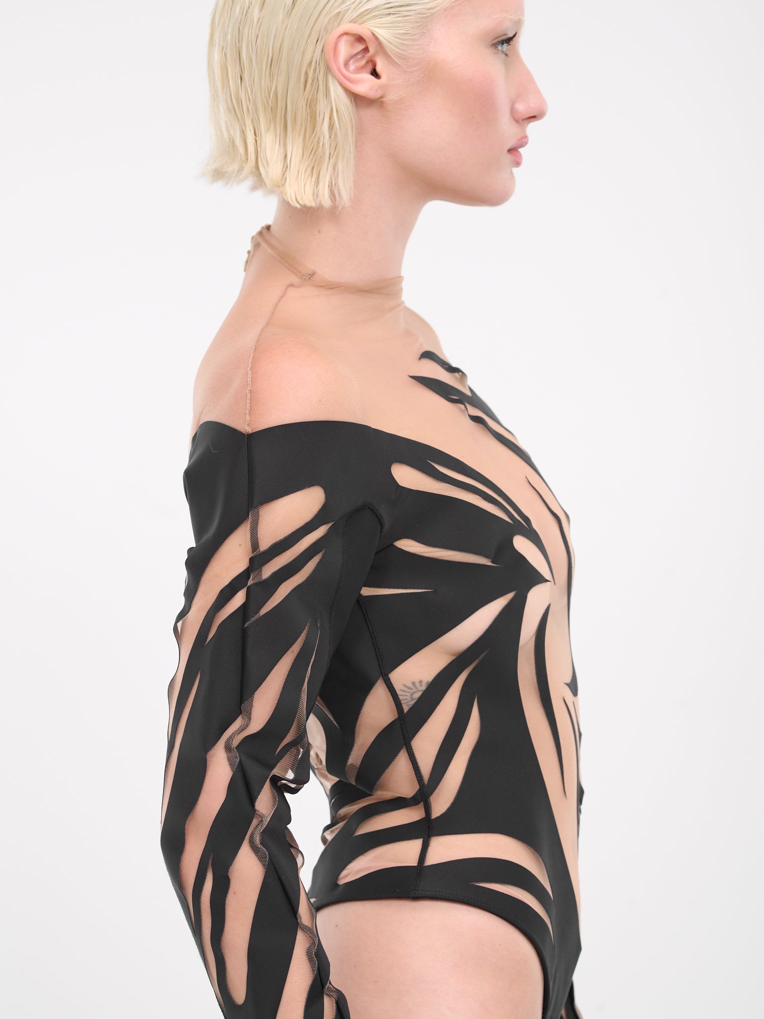 Spiky Bodysuit (1B00207691-B99NI-BLACK-NUDE)