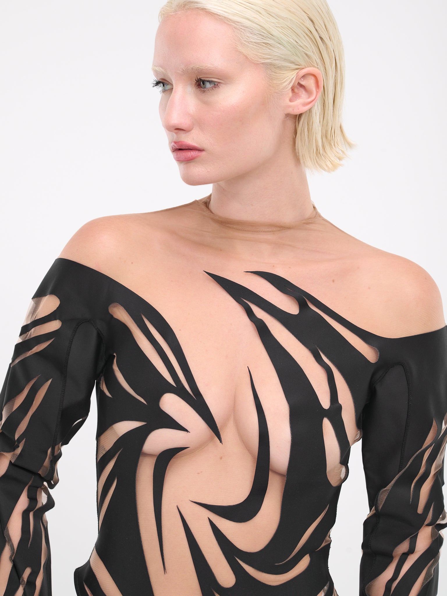 Spiky Bodysuit (1B00207691-B99NI-BLACK-NUDE)