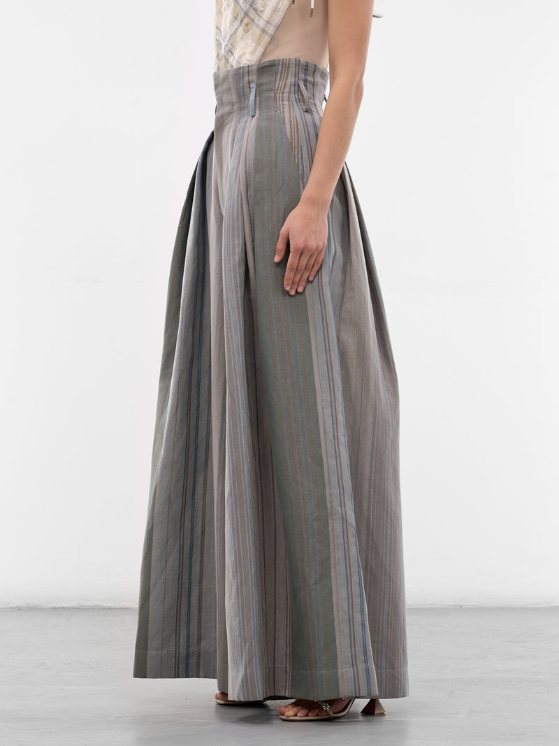 Gray Linen-Wool Bag Trousers (1F01001F-W01EO-SAGE-CAMEL)