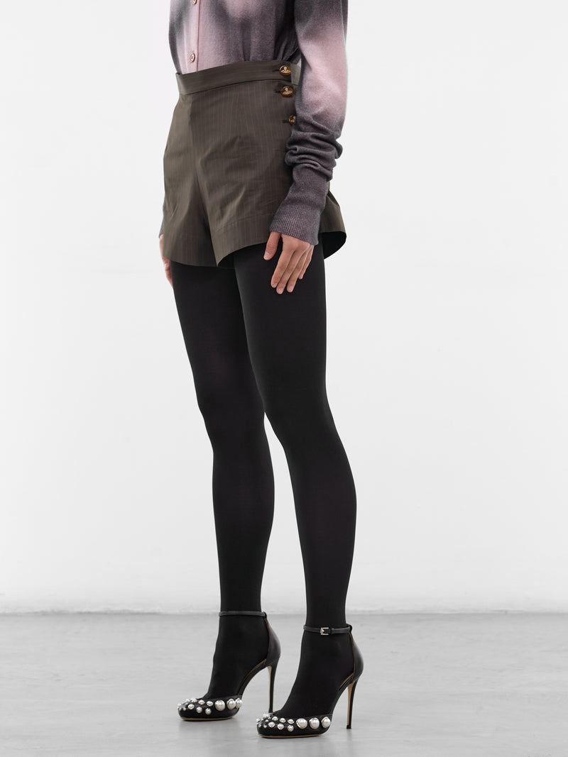 Elle Button Tailored Mini Shorts (1F01001G-W01EJ- DARK-KHAKI)