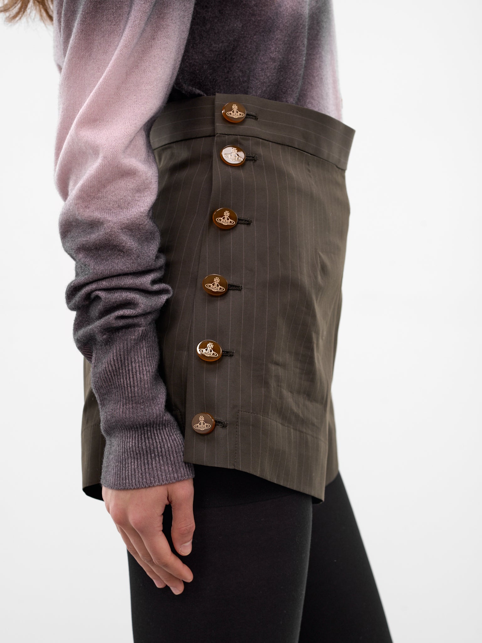 Elle Button Tailored Mini Shorts (1F01001G-W01EJ- DARK-KHAKI)