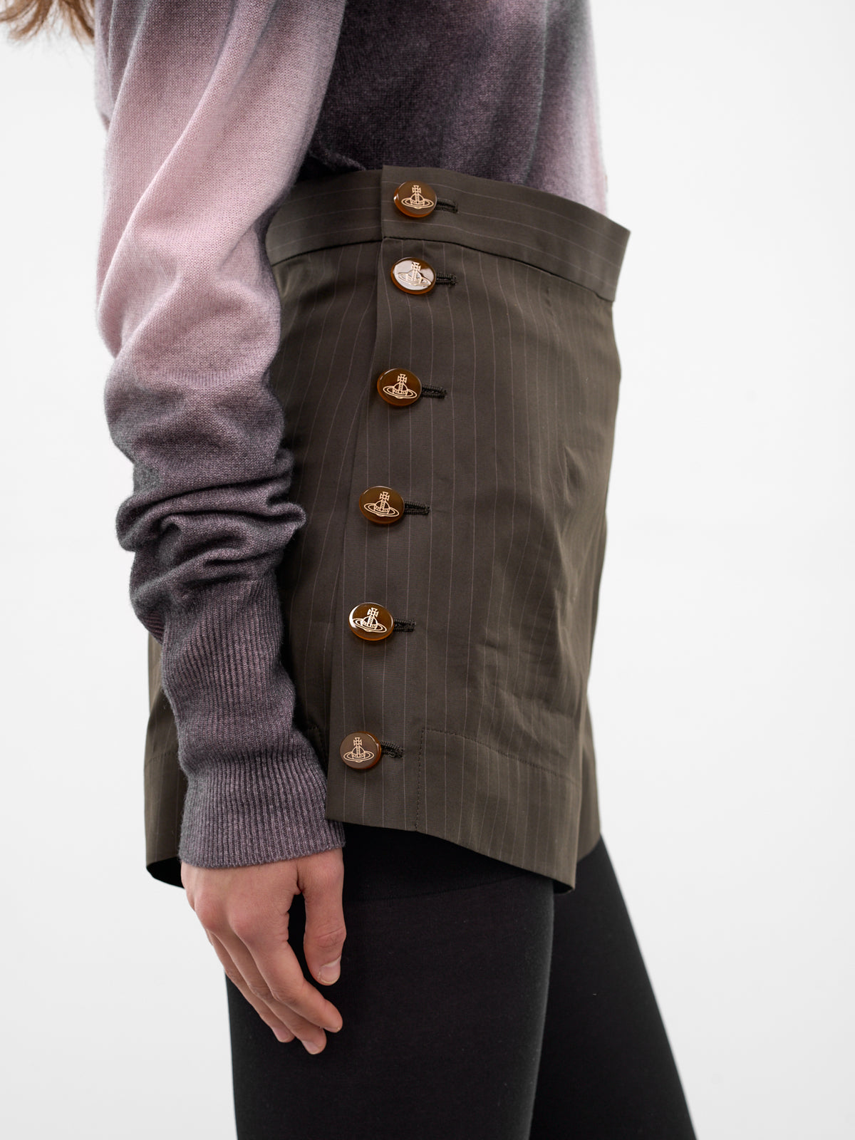 Elle Button Tailored Mini Shorts (1F01001G-W01EJ- DARK-KHAKI)