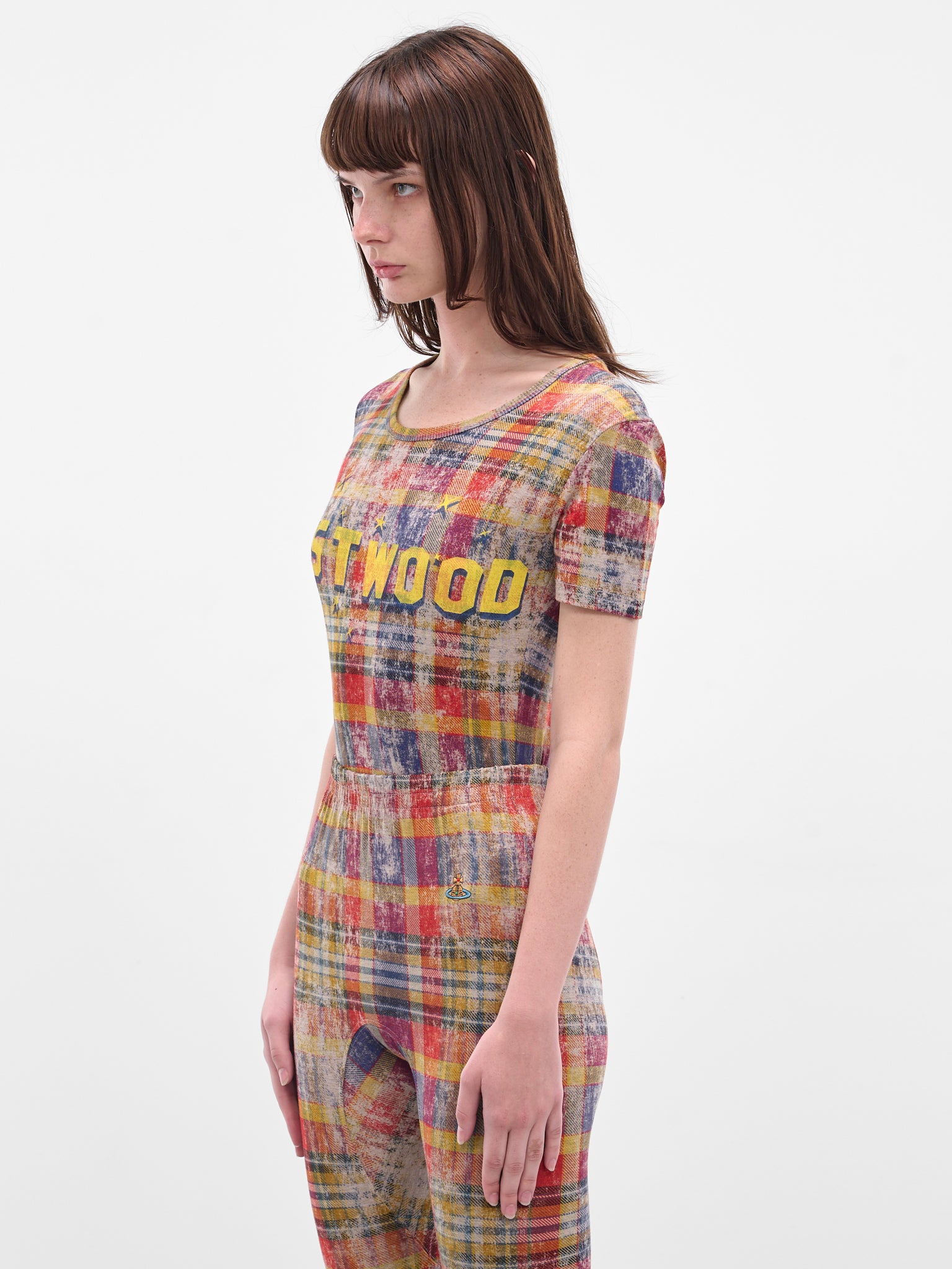 Red Distressed Tartan Peru Tee (1G010012-J009Y-O320-TARTAN)