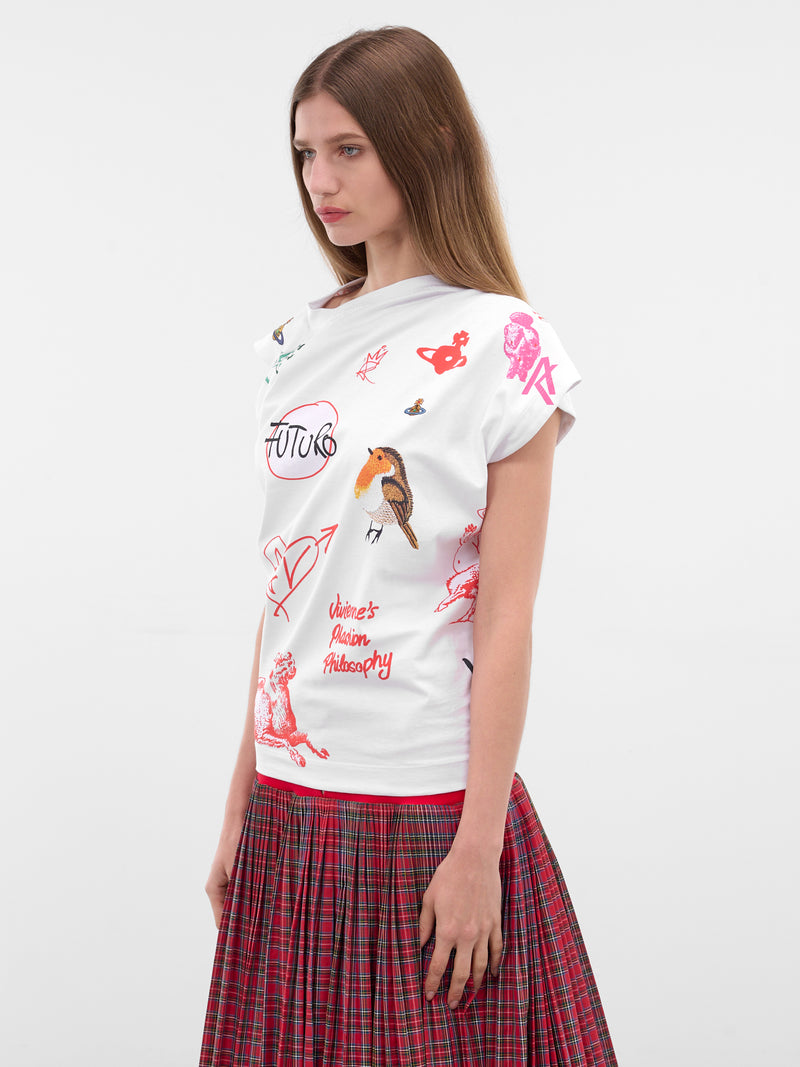 White Patches Graphic Asymmetric Tee (1G010014-J006F-A302-LOGOS)