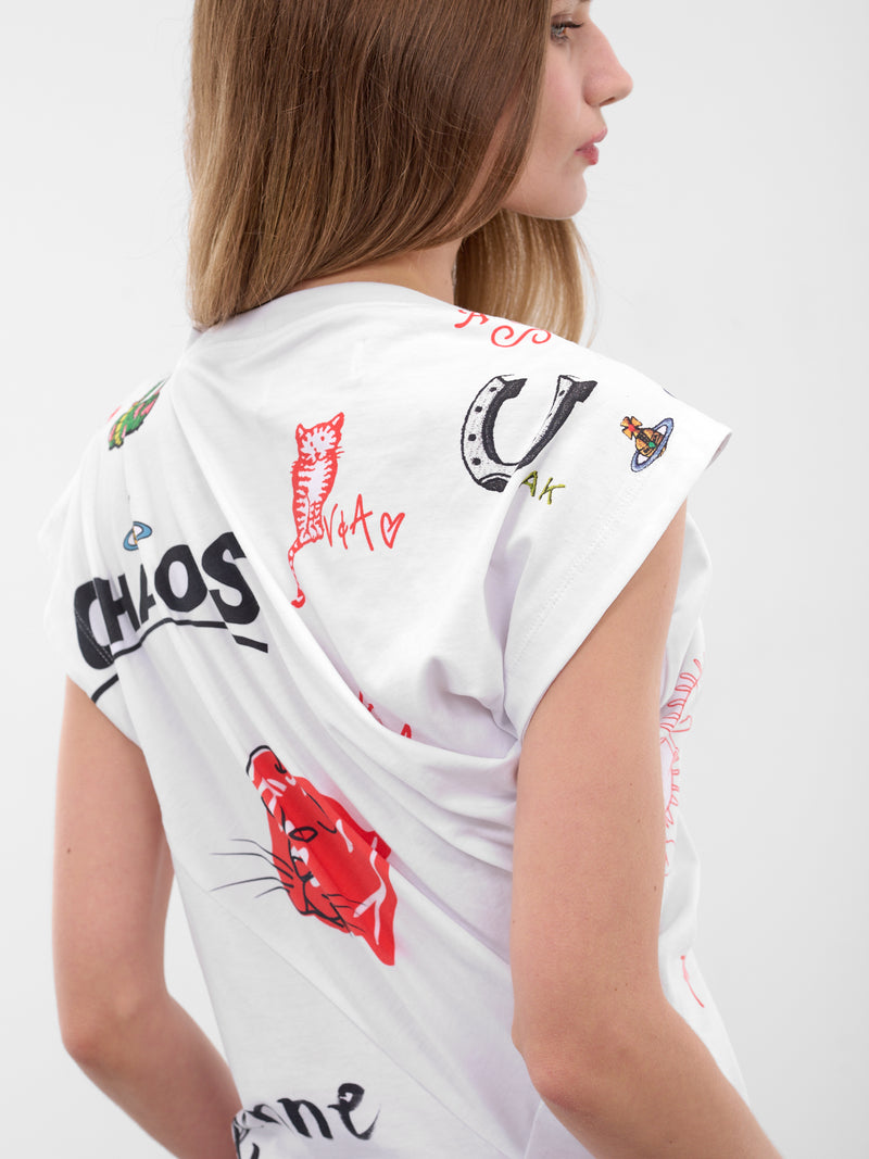 White Patches Graphic Asymmetric Tee (1G010014-J006F-A302-LOGOS)