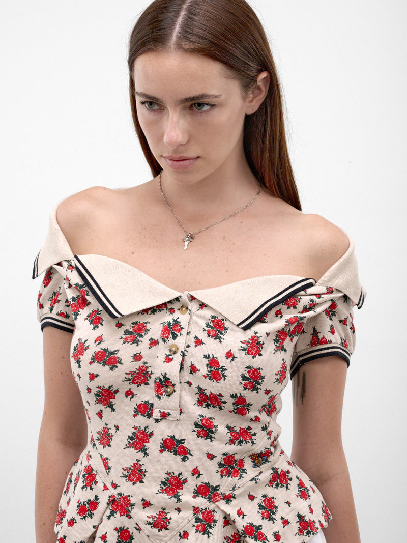 Rose Print Off-Shoulder Corset (1H010006-J00AV-ROSES)