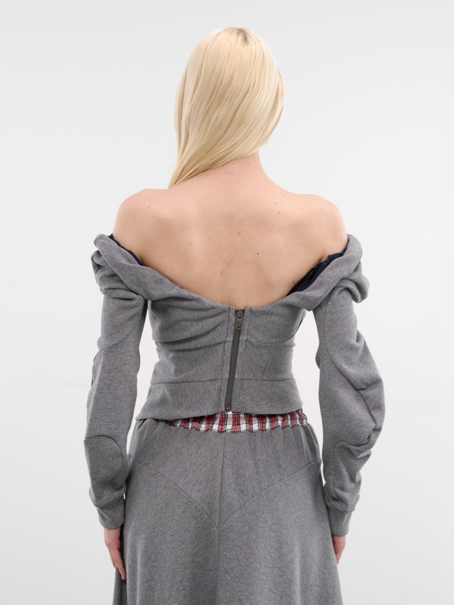 Gray Cotton Draped Bounce Top (1I010018-J00AH-GREY-MELANGE)