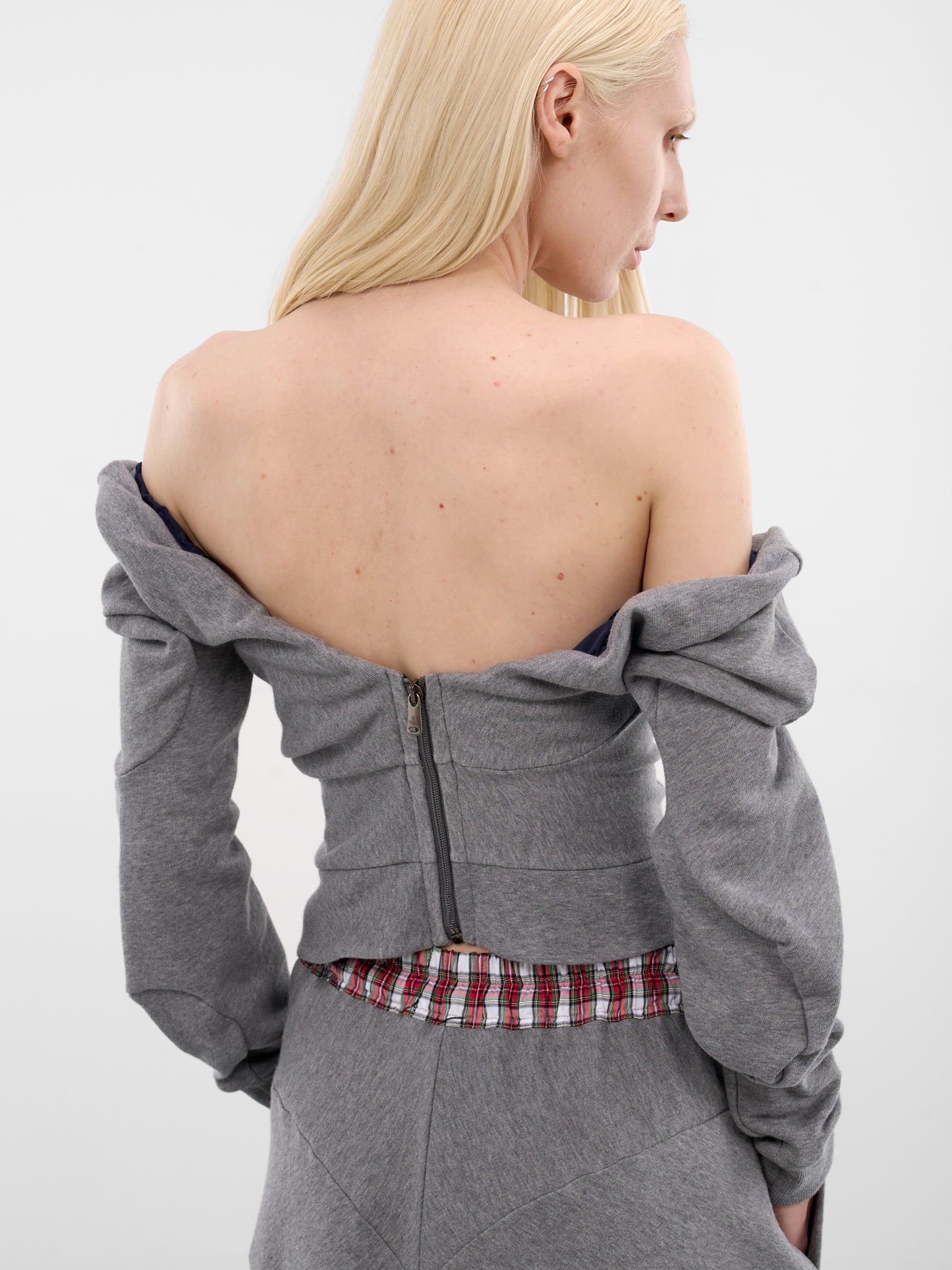 Gray Cotton Draped Bounce Top (1I010018-J00AH-GREY-MELANGE)