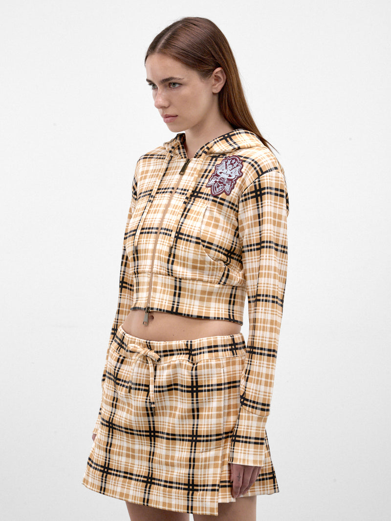 Taffy Plaid Zip Crop Hoodie (1I01001C-J00BN-TAFFY)
