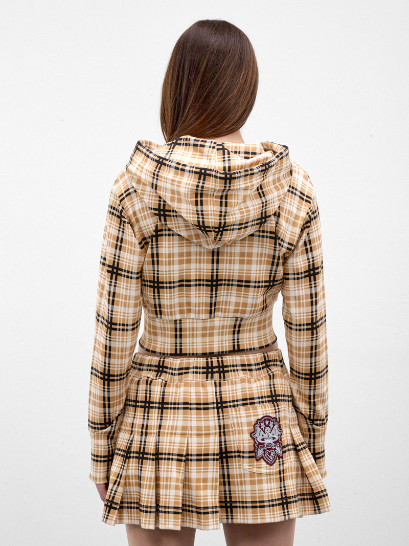 Taffy Plaid Zip Crop Hoodie (1I01001C-J00BN-TAFFY)