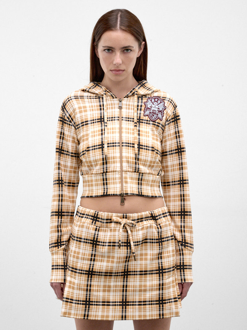 Taffy Plaid Zip Crop Hoodie (1I01001C-J00BN-TAFFY)