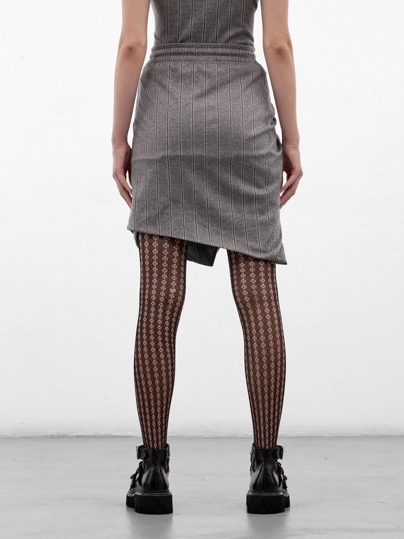 Gray Ruched Asymmetric Mini Skirt (1J01000M-J00BJ-MELANGE-TOBACCO)