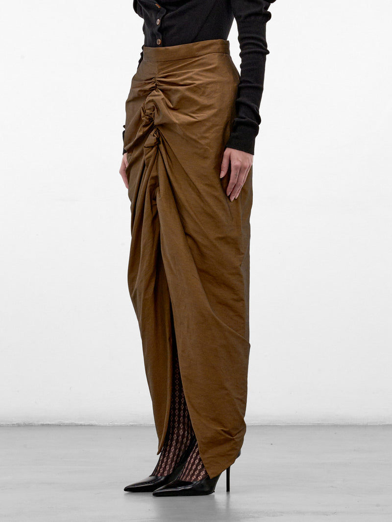 Bronze Ruched Maxi Skirt (1K01003D-W01JQ-BRONZE)