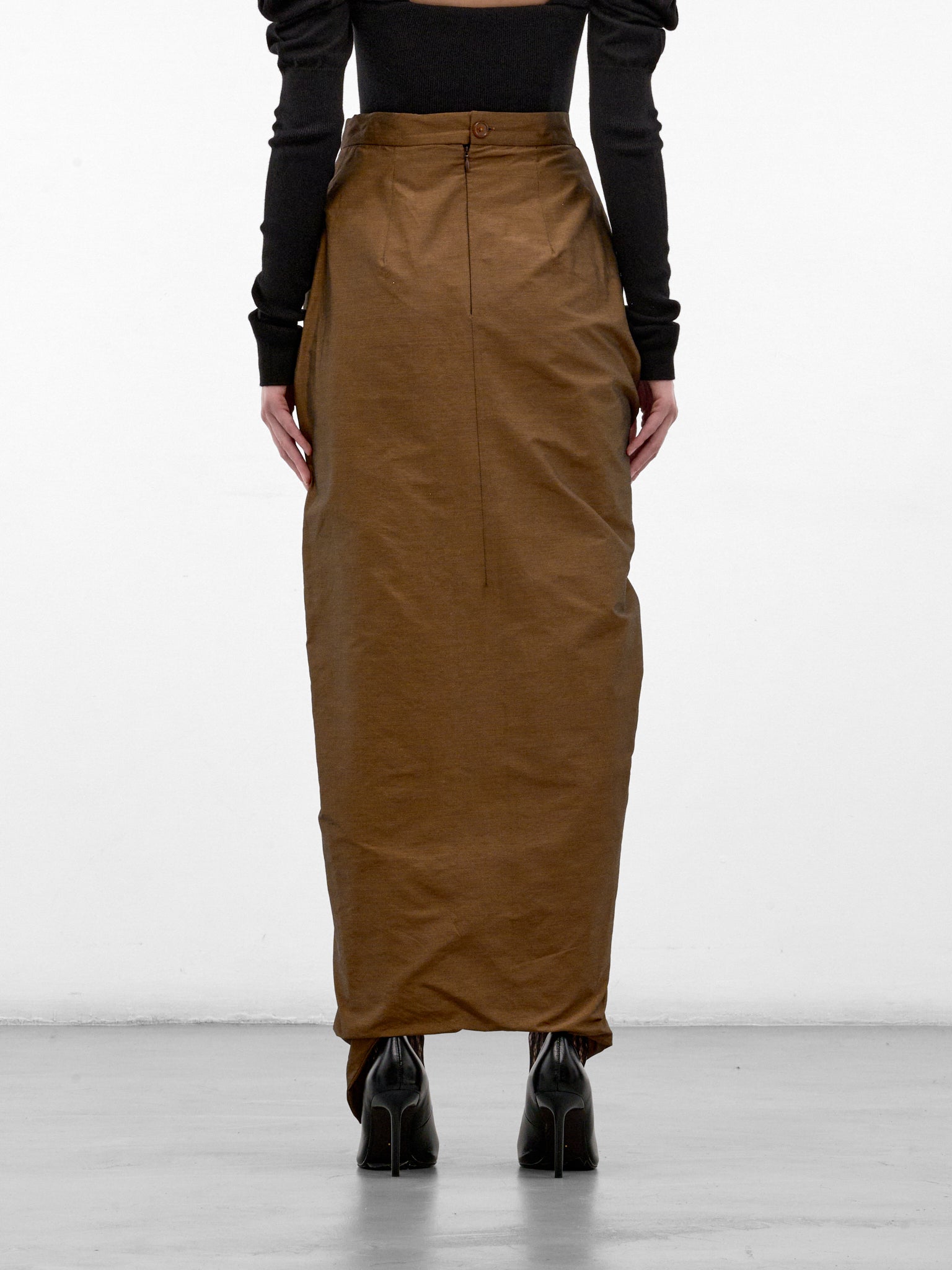Bronze Ruched Maxi Skirt (1K01003D-W01JQ-BRONZE)