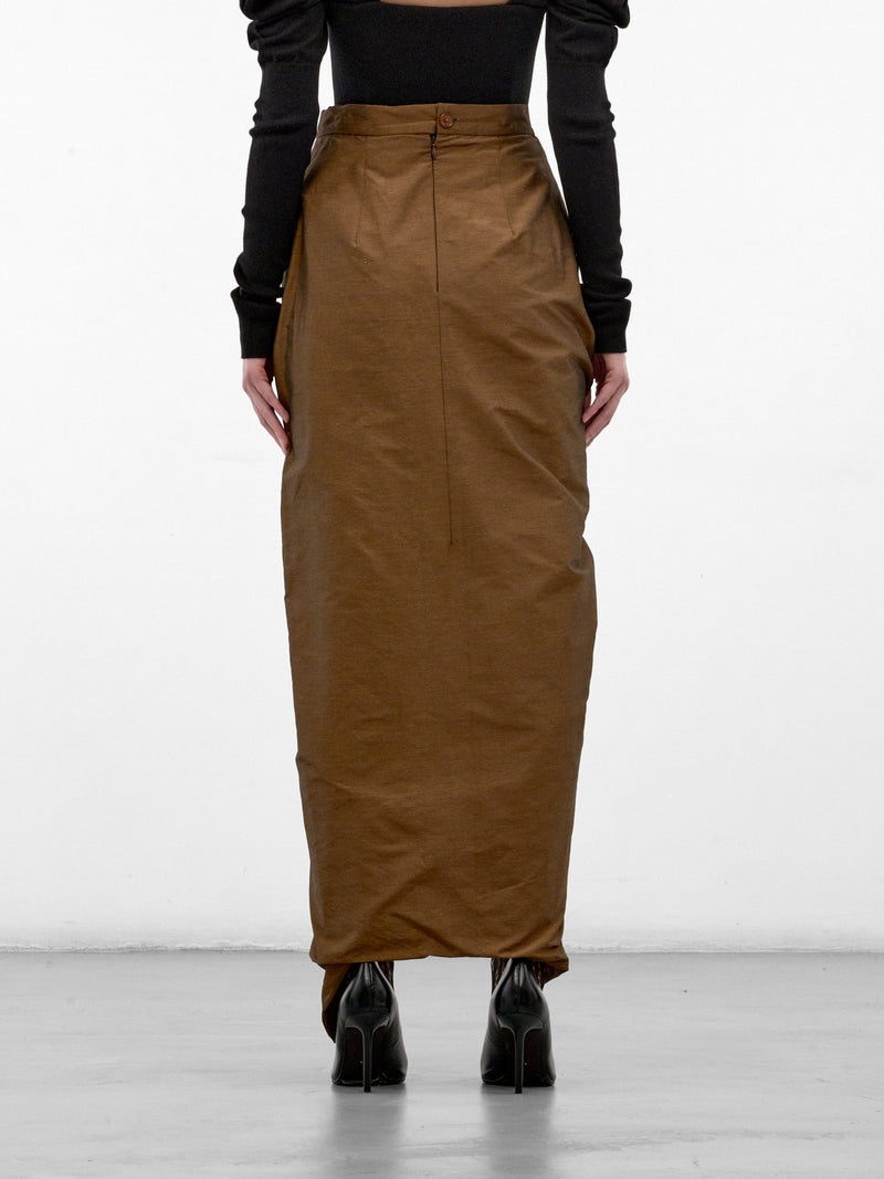 Bronze Ruched Maxi Skirt (1K01003D-W01JQ-BRONZE)