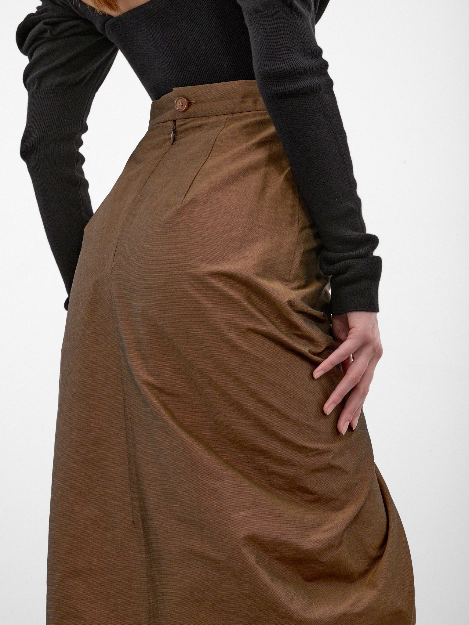 Bronze Ruched Maxi Skirt (1K01003D-W01JQ-BRONZE)