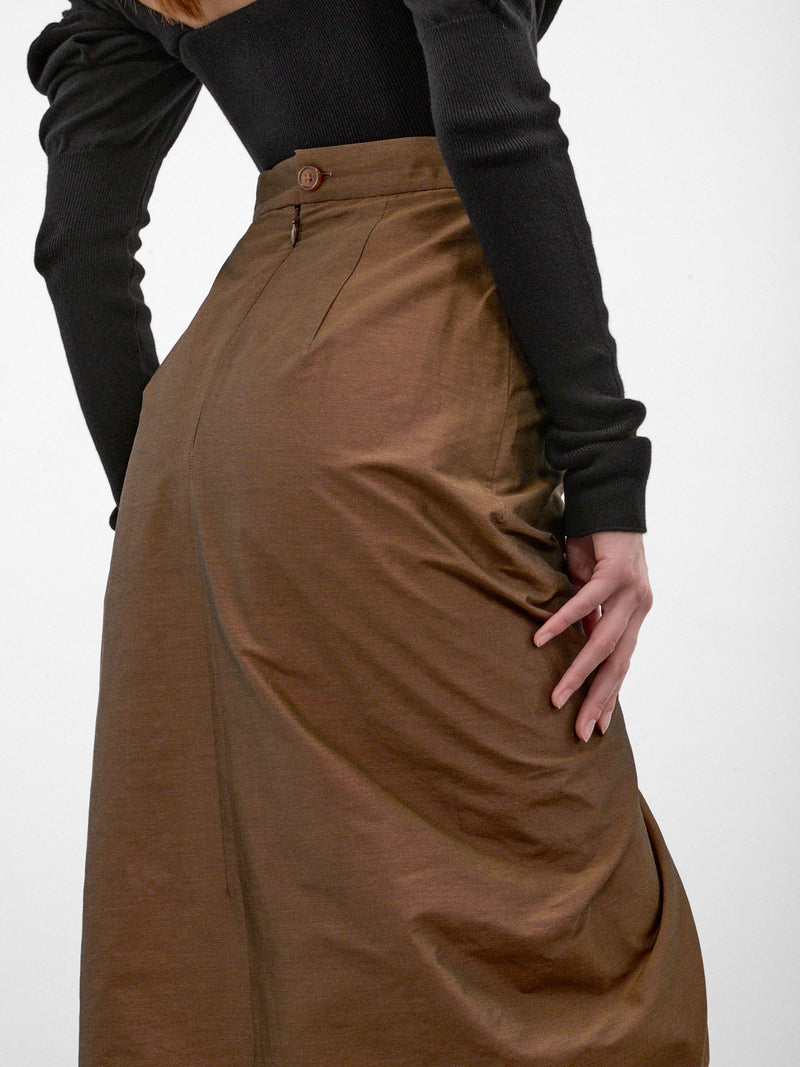 Bronze Ruched Maxi Skirt (1K01003D-W01JQ-BRONZE)