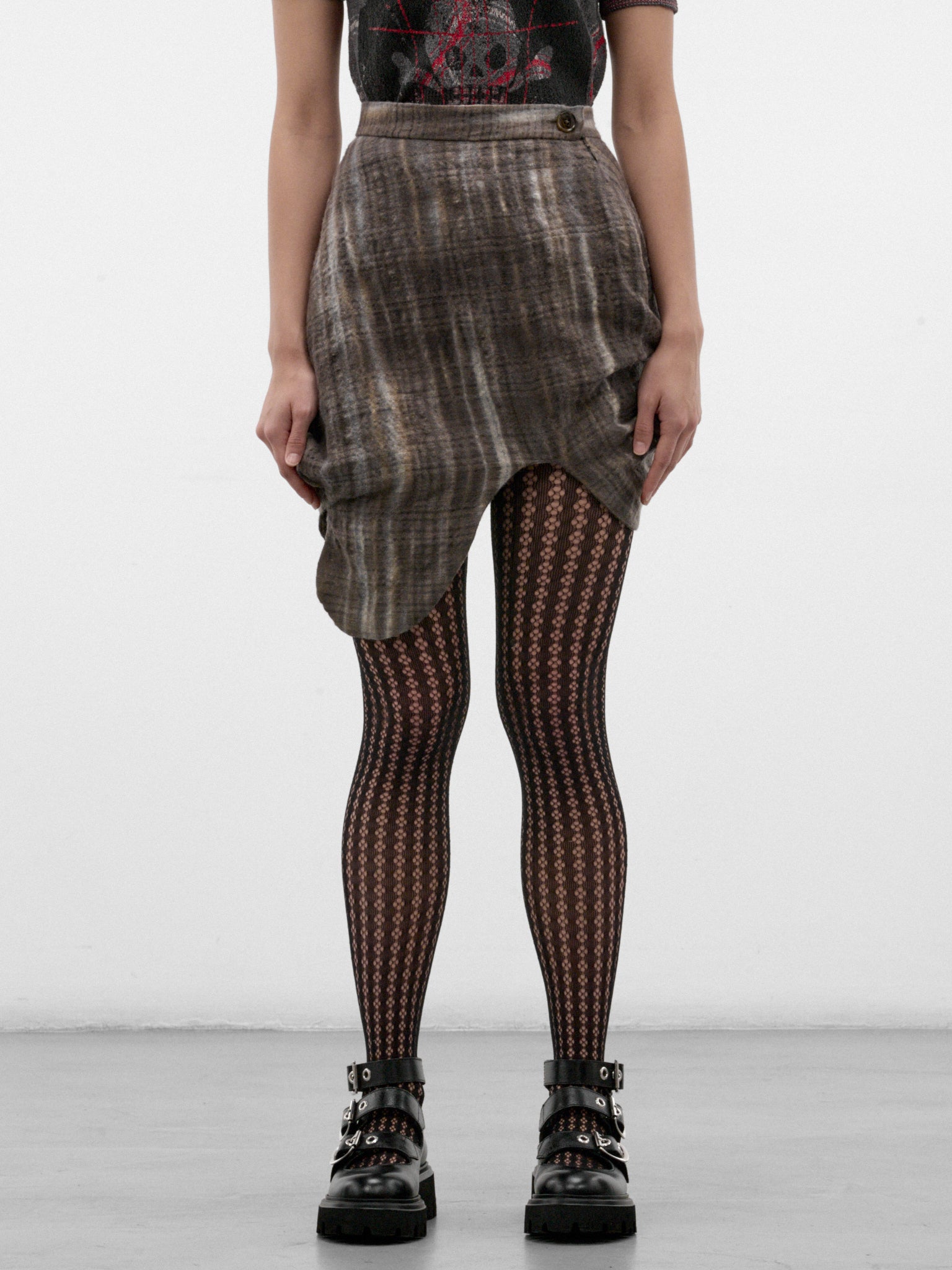 Slate Wool Plaid Mini Skirt (1K01003J-W01NE-SLATE)