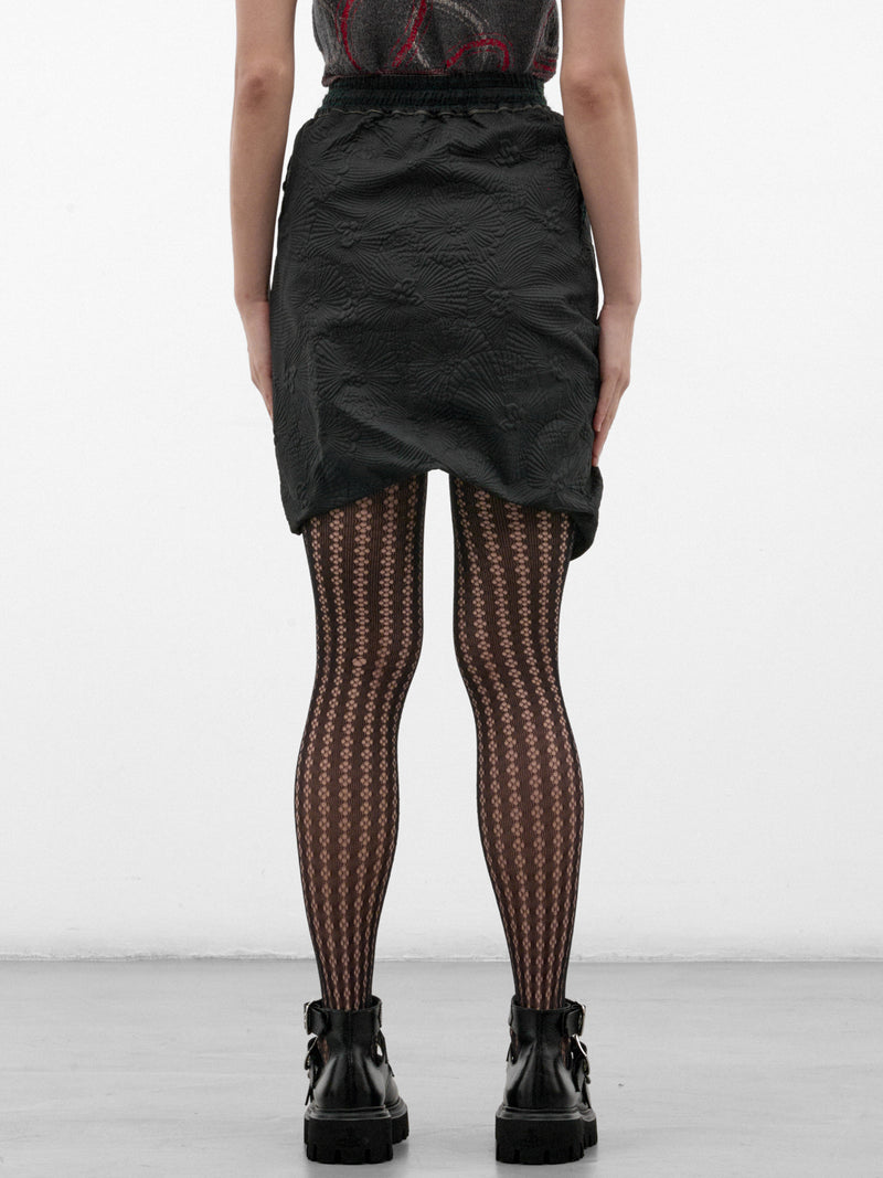 Black Ruched Asymmetric Mini Skirt (1K01003K-W01NR-BLACK)