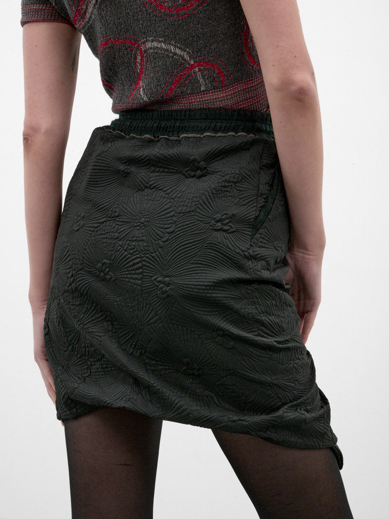 Black Ruched Asymmetric Mini Skirt (1K01003K-W01NR-BLACK)