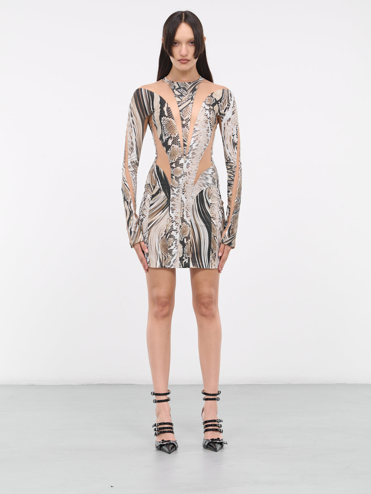 Cut-Out Snake-Print Dress (1R01386872-WARPED-SNAKE-ROCCIA)