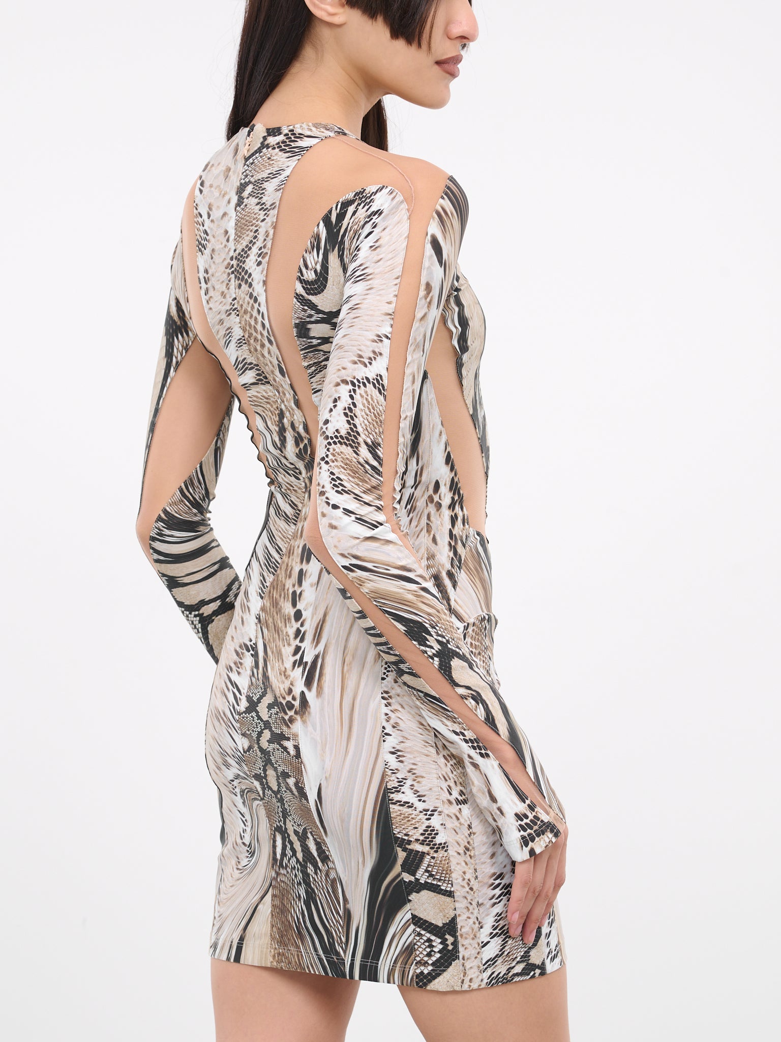 Cut-Out Snake-Print Dress (1R01386872-WARPED-SNAKE-ROCCIA)