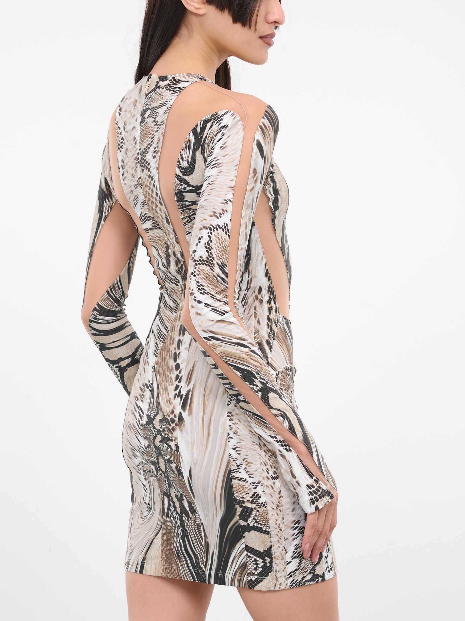 Cut-Out Snake-Print Dress (1R01386872-WARPED-SNAKE-ROCCIA) Cut-Out Snake-Print Dress (1R01386872-WARPED-SNAKE-ROCCIA)